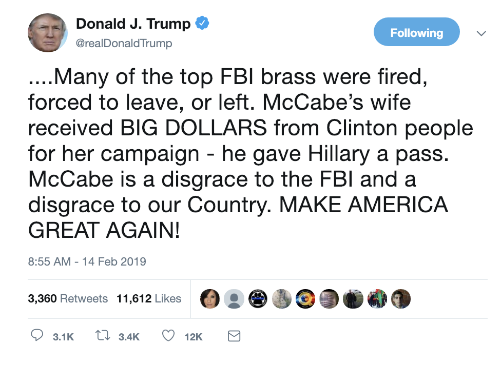 Screen-Shot-2019-02-14-at-9.05.13-AM Trump Wakes Up Angry, Devolves Into Pathetic AM Twitter Rant Corruption Crime Donald Trump James Comey Mueller Politics Robert Mueller Russia Top Stories 