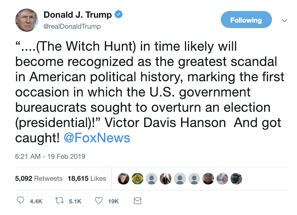 Screen-Shot-2019-02-19-at-7.08.21-AM Trump Wakes In Pre-Dawn Panic, Tweets 4 Highly Erratic Statements Corruption Crime Donald Trump Immigration Mueller Politics Racism Refugees Robert Mueller Russia Top Stories 