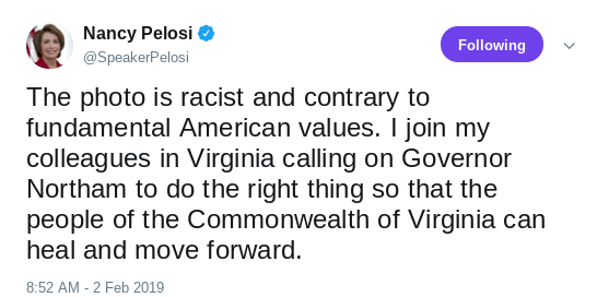 Screenshot-2019-02-02-at-1.31.43-PM Pelosi Weighs In On Dem. Governor In Blackface & It's Ferocious Politics Racism Social Media Top Stories 