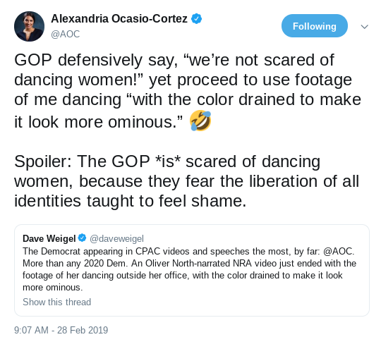Screenshot-2019-02-28-at-1.37.04-PM AOC Mocks CPAC After They Poorly Edit Video Of Her Dancing Donald Trump Politics Social Media Top Stories 