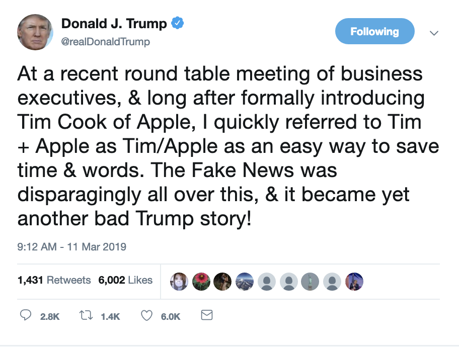 Screen-Shot-2019-03-11-at-9.19.32-AM Trump Says 'Tim Apple' Mistake Was On Purpose, Comedy Hits Instantly Celebrities Corruption Donald Trump Economy Media Politics Top Stories Videos 