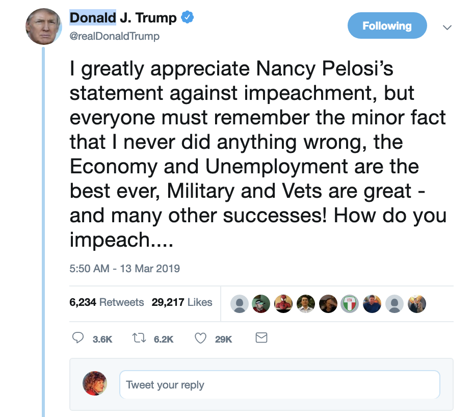 Screen-Shot-2019-03-13-at-6.56.02-AM Trump Wakes From Pelosi Nightmare & Has 5-Tweet Explosion Of Insanity Corruption Crime Donald Trump Politics Top Stories 