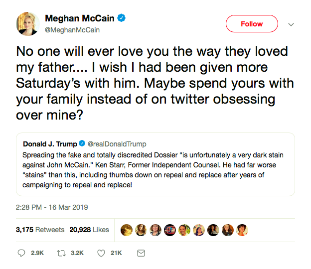 Screen-Shot-2019-03-16-at-7.42.23-PM Meghan McCain Blows Her Top After Trump Attacks Her Dad Saturday Donald Trump Featured Politics Social Media Top Stories 