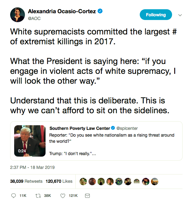 Screen-Shot-2019-03-19-at-10.47.15-AM AOC Calls Out Trump's Ties To White Supremacy Like A Superhero Donald Trump Featured Politics Racism Social Media Top Stories 