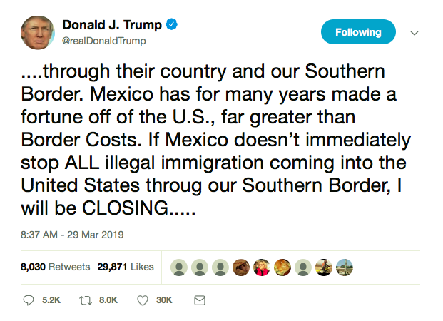 Screen-Shot-2019-03-29-at-12.43.00-PM Trump Goes On Border Wall Twitter Rant Like A Crazed Dictator Donald Trump Featured Politics Social Media Top Stories 