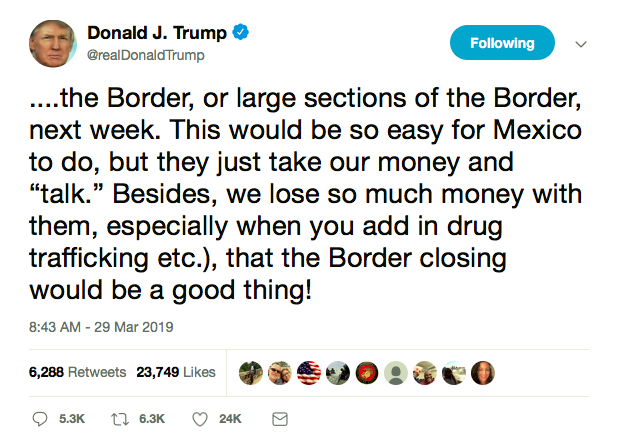 Screen-Shot-2019-03-29-at-12.43.18-PM Trump Goes On Border Wall Twitter Rant Like A Crazed Dictator Donald Trump Featured Politics Social Media Top Stories 