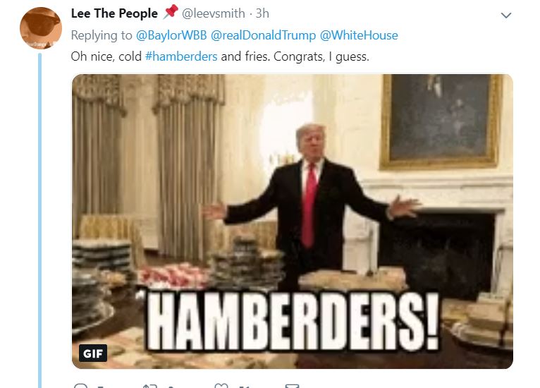 NCAA2 Trump Hosts Basketball Champs For 'Hamberders' & The Response Is Hilarious Donald Trump Featured Sports Top Stories Twitter 