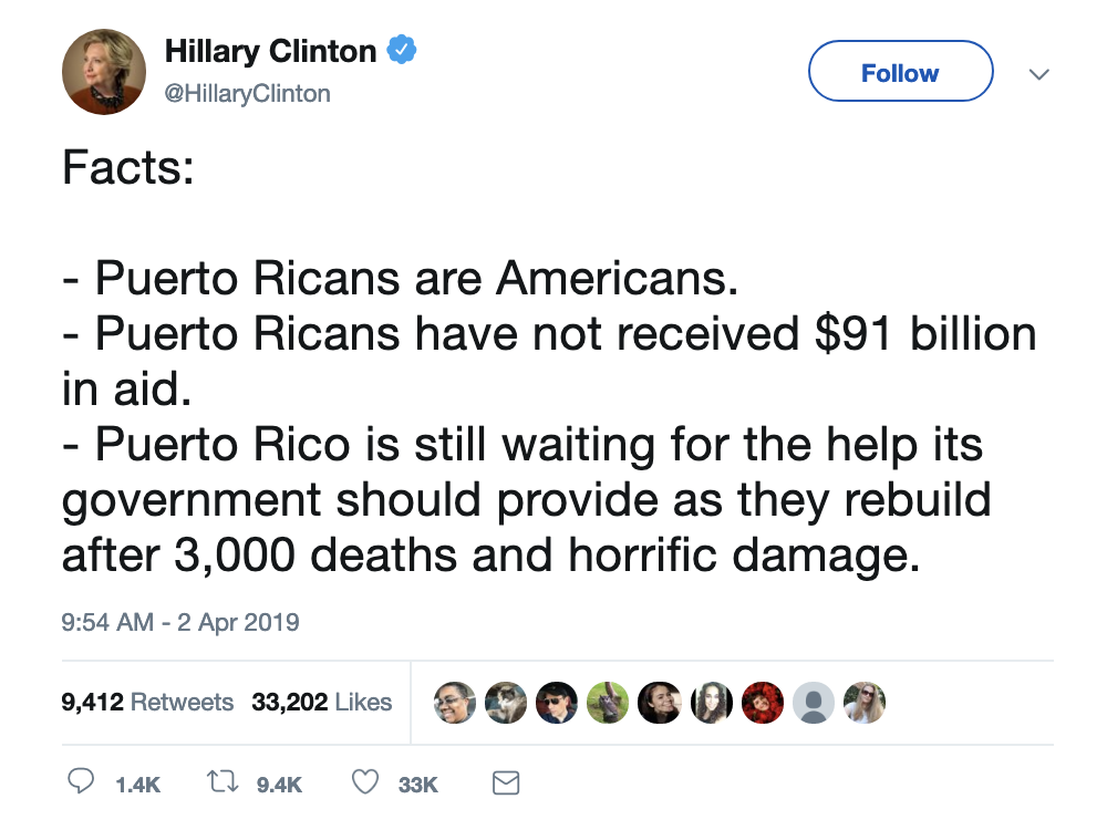 Screen-Shot-2019-04-02-at-11.15.48-AM Hillary Responds To Trump's Tweet About Puerto Rico & It's Badass Corruption Crime Domestic Policy Donald Trump Economy Politics Racism Top Stories 