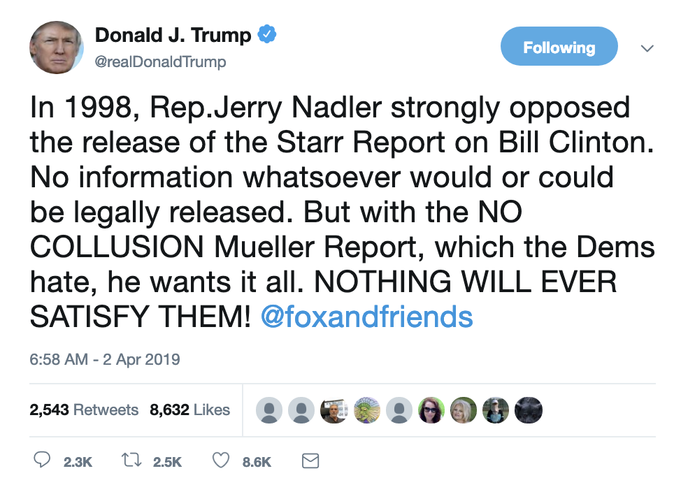 Screen-Shot-2019-04-02-at-7.13.02-AM Trump Rockets Out Of Bed To Explode Over Mueller Report On Twitter Corruption Crime Donald Trump Immigration Investigation Mueller Natural Disaster Politics Racism Refugees Robert Mueller Russia Top Stories 