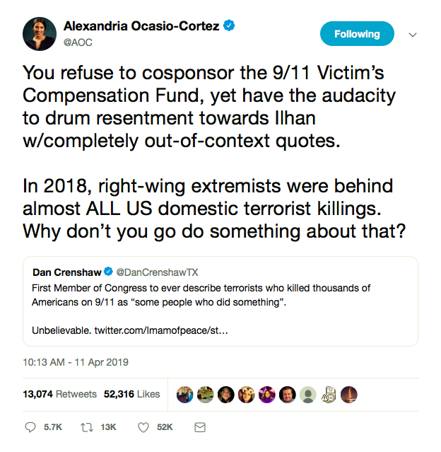 Screen-Shot-2019-04-11-at-6.30.07-PM AOC Responds To White Official Who Made 9/11 Comments About Omar Featured Politics Religion Social Media Top Stories Twitter 