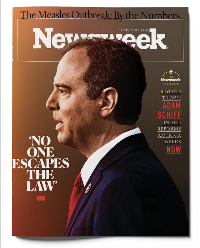 Screen-Shot-2019-04-17-at-12.38.31-PM 'Newsweek' Puts Adam Schiff On It's Cover With A Message To Make Trump Crazy Corruption Crime Donald Trump Investigation Mueller Politics Robert Mueller Russia Top Stories 