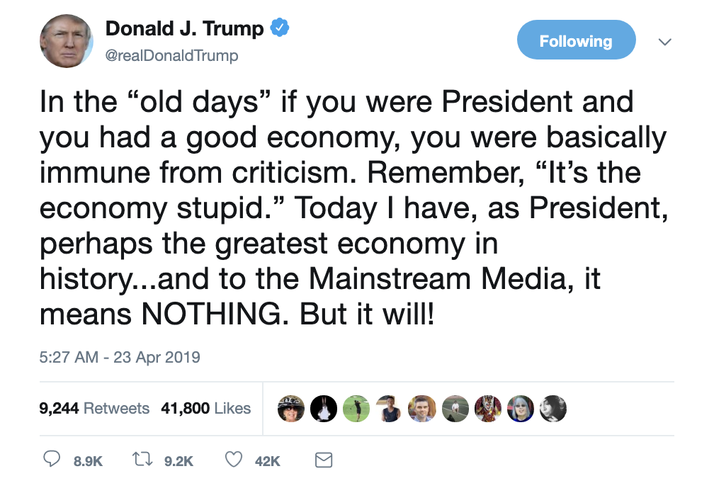 Screen-Shot-2019-04-23-at-7.13.01-AM Trump Wakes Up Furious, Tweets 11 Times Back-To-Back Corruption Crime Donald Trump Economy Investigation Media Mueller Politics Racism Robert Mueller Russia Top Stories 