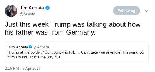 Screenshot-2019-04-06-at-12.08.55-PM Jim Acosta Takes Down Trump On Twitter Like A U.S. Hero Donald Trump Immigration Politics Social Media Top Stories 