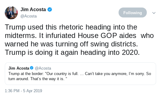 Screenshot-2019-04-06-at-12.09.42-PM Jim Acosta Takes Down Trump On Twitter Like A U.S. Hero Donald Trump Immigration Politics Social Media Top Stories 