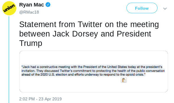 Screenshot-2019-04-23-at-5.58.09-PM Trump Holds Strange Meeting With Twitter CEO Jack Dorsey Donald Trump Politics Social Media Top Stories 