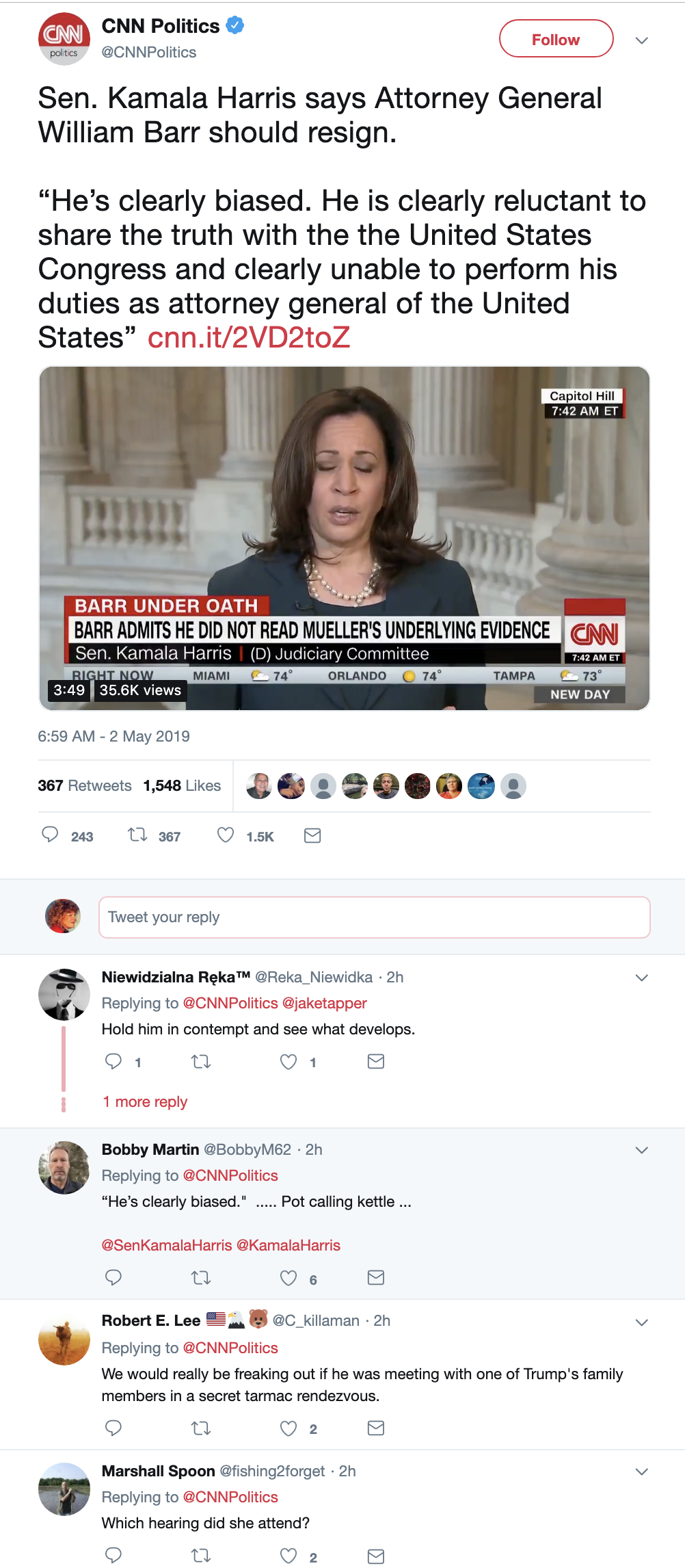 Screen-Shot-2019-05-02-at-9.42.23-AM Kamala Harris Opens Up Giant Thursday Can Of Whoop Ass On William Barr Corruption Crime Donald Trump Impeachment Investigation National Security Robert Mueller Russia Top Stories 