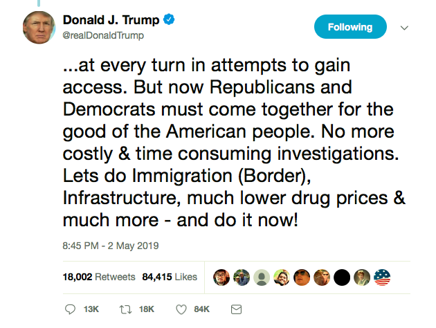Screen-Shot-2019-05-03-at-9.37.48-AM Trump Wakes Up, Gets Online & Tweets Nonsensical Gibberish To America Donald Trump Featured Politics Top Stories Twitter 