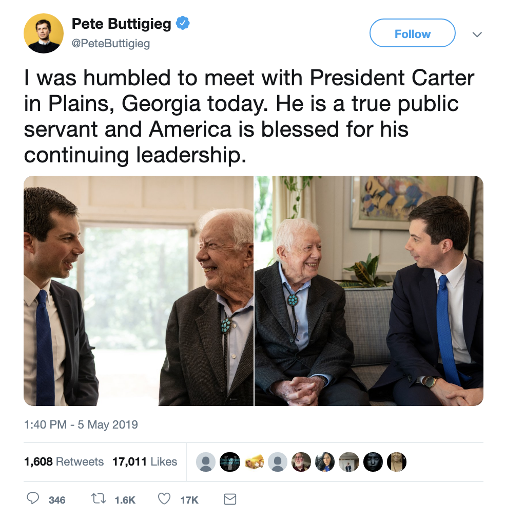 Screen-Shot-2019-05-05-at-3.14.39-PM Jimmy Carter & Pete Buttigieg Have Run-In That Goes Viral Instantly Celebrities Donald Trump Election 2020 Military Politics Religion Top Stories 