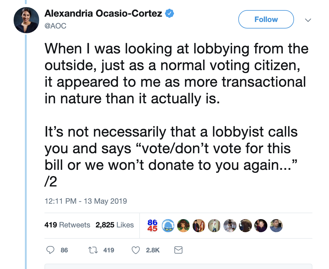 Screen-Shot-2019-05-13-at-12.39.11-PM AOC Rails Against Lobbyists On Twitter & The GOP Is Irate Corruption Crime Healthcare Politics Top Stories 