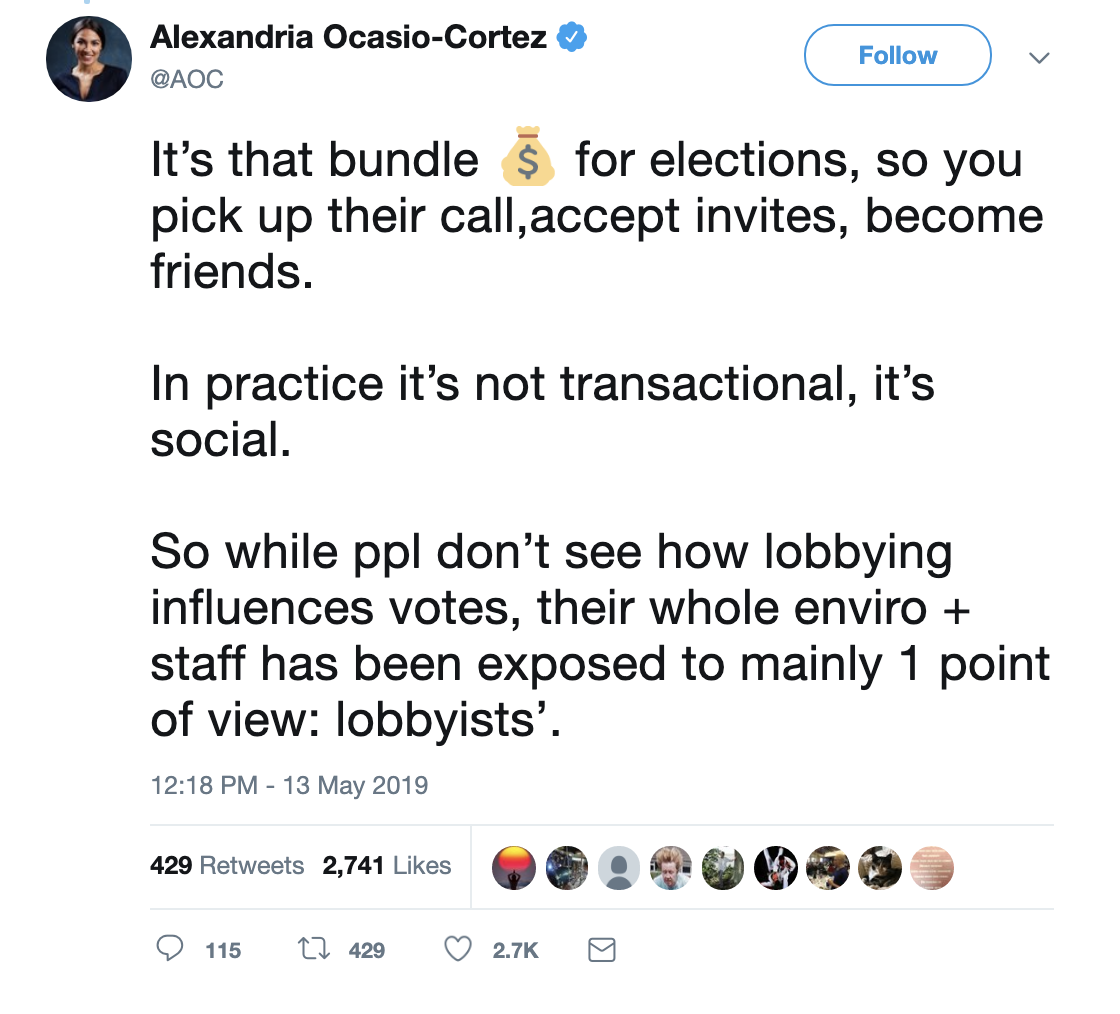 Screen-Shot-2019-05-13-at-12.39.56-PM AOC Rails Against Lobbyists On Twitter & The GOP Is Irate Corruption Crime Healthcare Politics Top Stories 