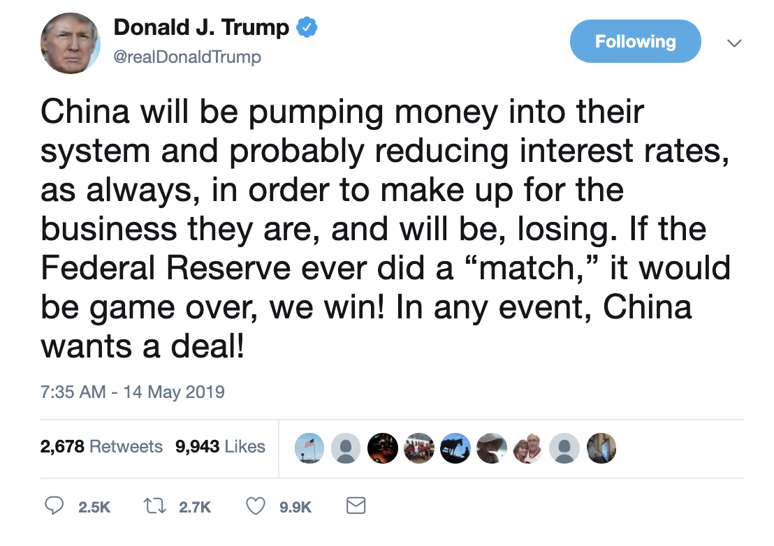 Screen-Shot-2019-05-14-at-7.58.42-AM Trump Rockets Awake For Multi-Tweet Spaz Out That Screams Criminal Corruption Crime Donald Trump Economy Foreign Policy Social Media Top Stories 