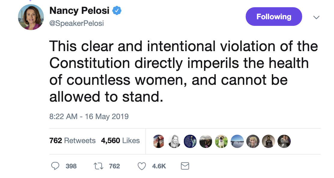 Screen-Shot-2019-05-16-at-9.33.51-AM Pelosi Delivers Heroic Twitter Barrage That Has The GOP Weeping Abortion Child Abuse Corruption Crime Feminism Politics Top Stories 