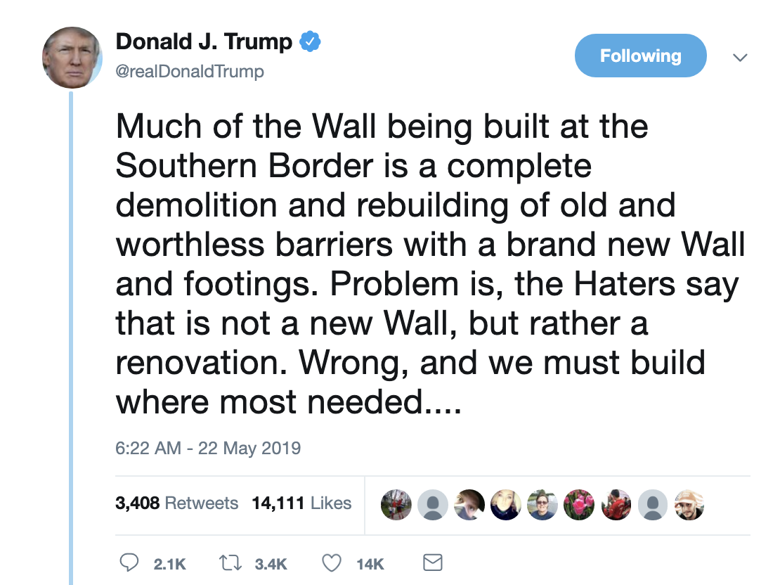 Screen-Shot-2019-05-22-at-6.58.41-AM Trump Wakes Up & Suffers Multi-Tweet Wednesday Humiliation Corruption Crime Domestic Policy Donald Trump Economy Immigration Politics Racism Refugees Top Stories 