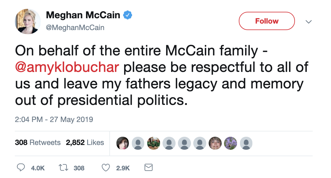 Screen-Shot-2019-05-27-at-4.12.54-PM Meghan McCain Tells Klobuchar Not To Talk About Her Memories Of John Celebrities Military Politics Top Stories 