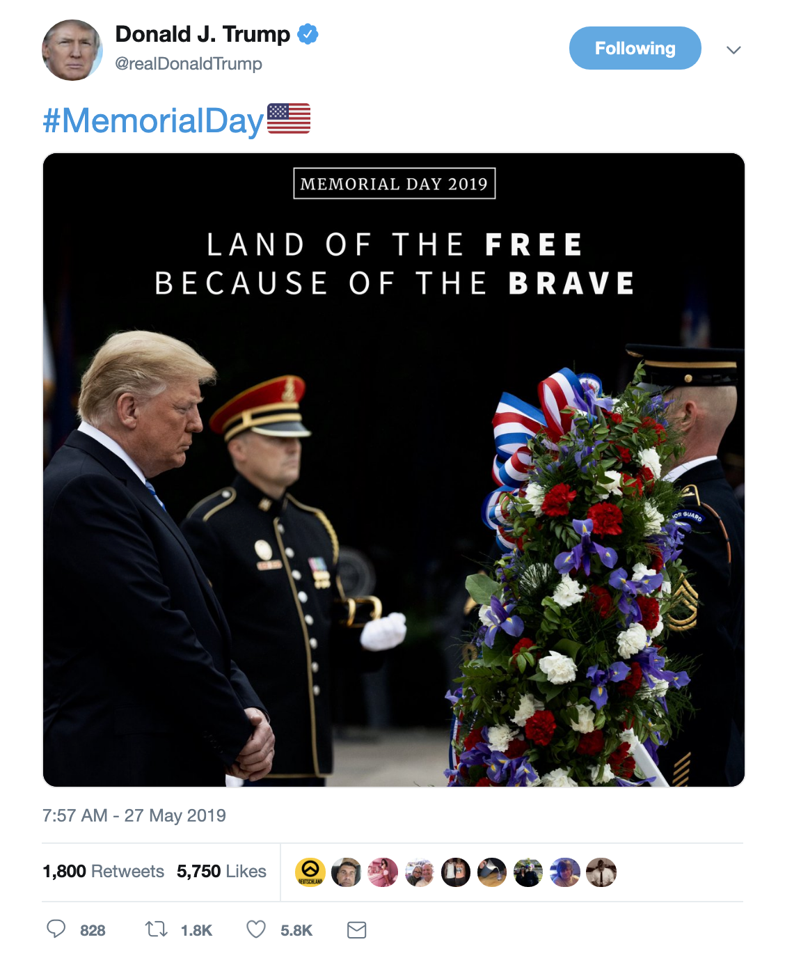 Screen-Shot-2019-05-27-at-8.04.51-AM Trump Tweets Memorial Day Message & Gets Destroyed In The Comments Corruption Crime Donald Trump Military Politics Top Stories 