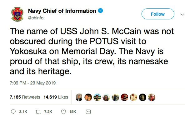 Screen-Shot-2019-05-30-at-6.48.44-PM Trump Tweets Lies About Navy/U.S.S. McCain Story & Gets Bashed Donald Trump Featured Military Politics Top Stories 