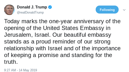 Screenshot-2019-05-14-at-1.55.42-PM Trump Panders For Israeli Cash On Twitter & Gets Called Out Instantly Donald Trump Politics Social Media Top Stories 