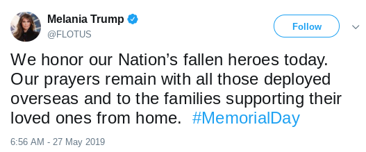 Screenshot-2019-05-27-at-2.14.55-PM Melania's Phony Online Troop Tribute Greeted With Well-Deserved Backlash Donald Trump Politics Social Media Top Stories 