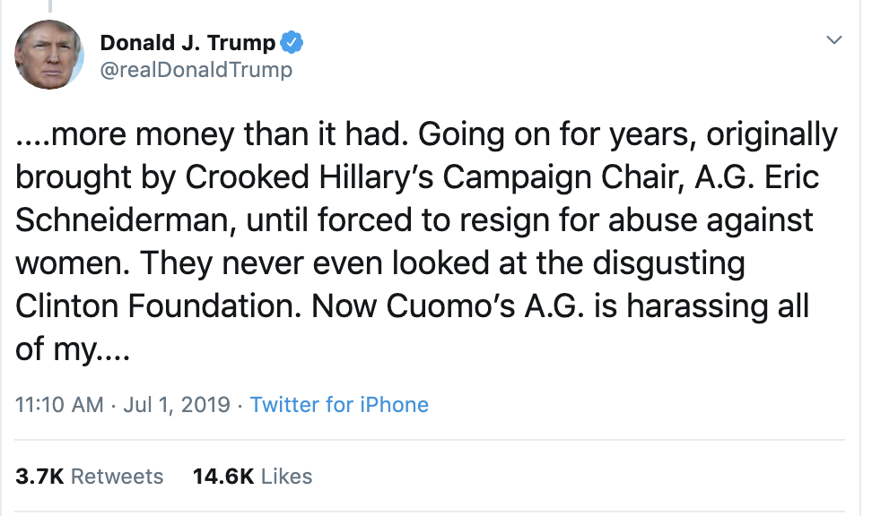Screen-Shot-2019-07-01-at-12.05.13-PM Trump Spirals Into Monday Twitter Tantrum Like He Needs Medication Corruption Crime Domestic Policy Donald Trump Foreign Policy Hillary Clinton Politics Top Stories 