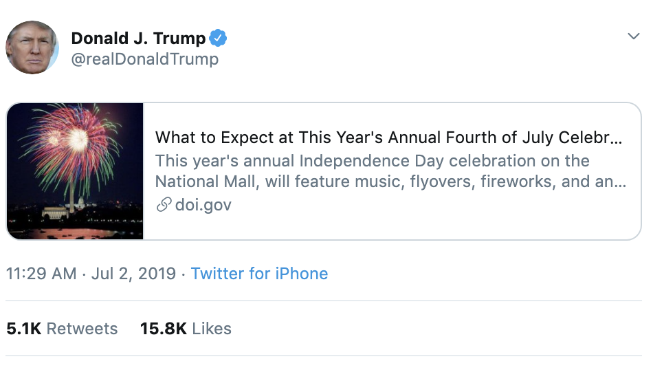 Screen-Shot-2019-07-02-at-12.52.06-PM Trump Makes 4th Of July Announcement On Twitter - People Revolt Corruption Crime Donald Trump History Military Politics Top Stories 