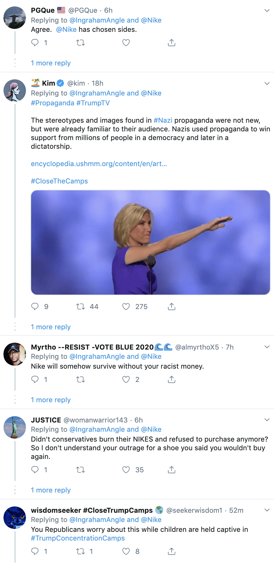 Screen-Shot-2019-07-02-at-3.47.24-PM Laura Ingraham Goes Ballistic On Twitter After Nike Ditches Flag Shoe Corruption Crime Donald Trump Media Politics Racism Top Stories 
