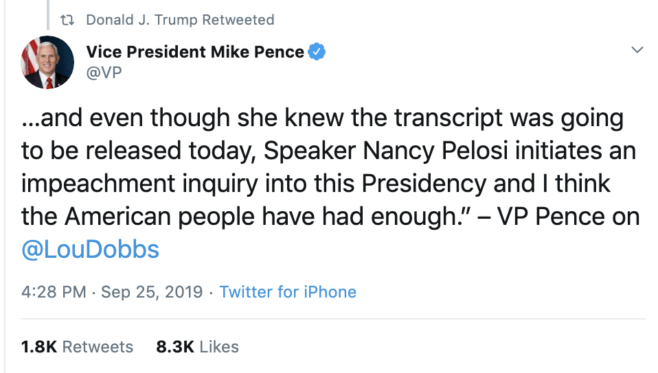 7d46565e-screen-shot-2019-09-26-at-7.29.04-am Trump Tweets 24x's Times As Whistleblower Complaint Hits public Corruption Crime Domestic Policy Donald Trump Election 2020 Featured Foreign Policy Impeachment Investigation Military Politics Russia Top Stories 