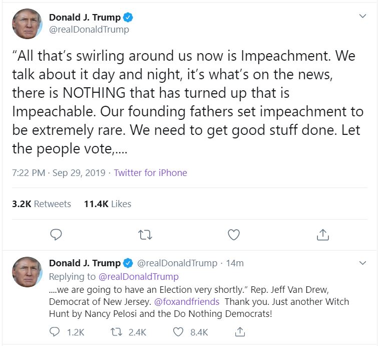 Trump3 Trump Erupts Into 7-Tweet Sunday Night Panic Attack Donald Trump Featured Impeachment Media Top Stories Twitter 