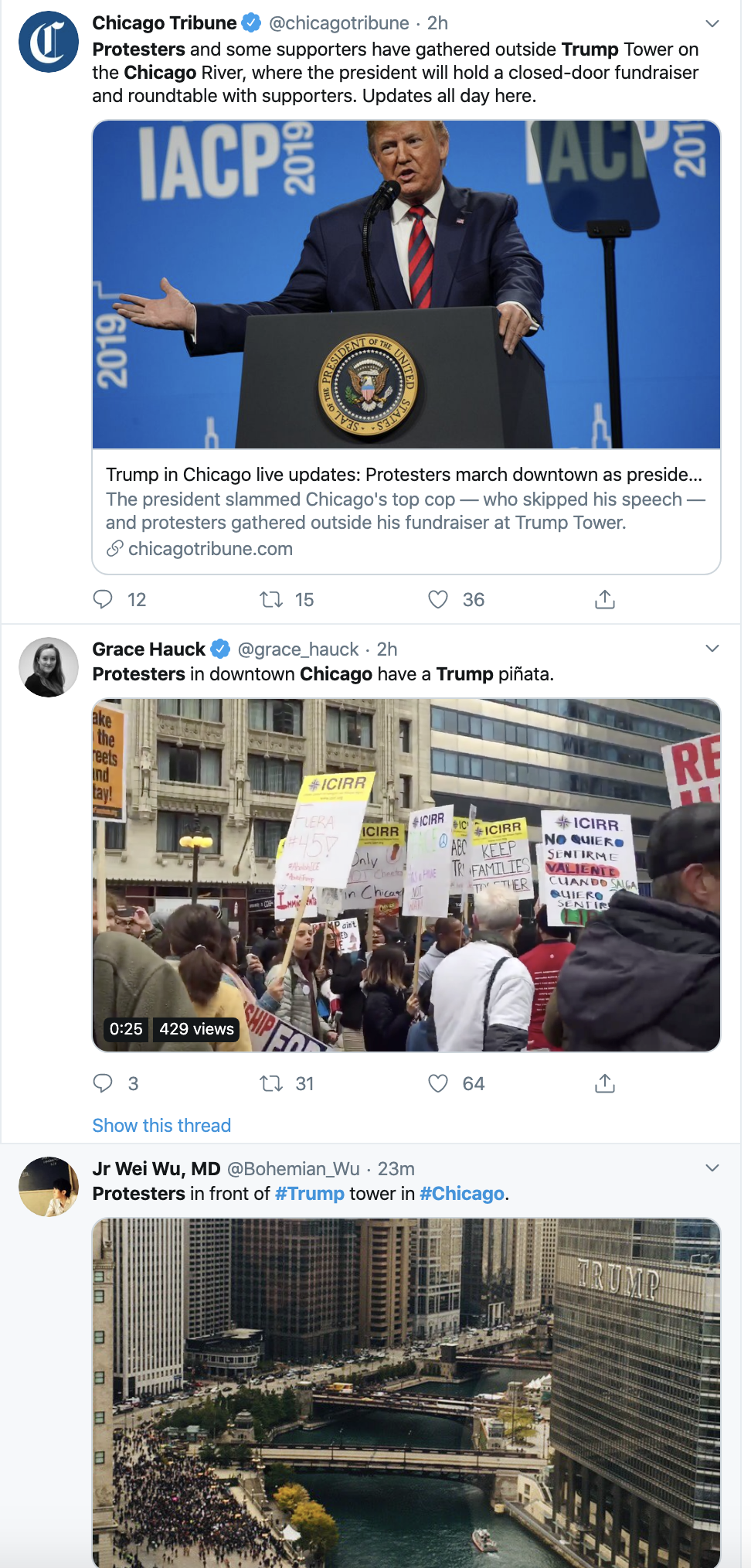Screen-Shot-2019-10-28-at-2.27.41-PM Protestors Swarm Trump Tower Chicago To Disrupt Monday Visit Activism Corruption Domestic Policy Election 2016 Election 2020 Featured Impeachment Investigation Mueller Politics Protest Top Stories 
