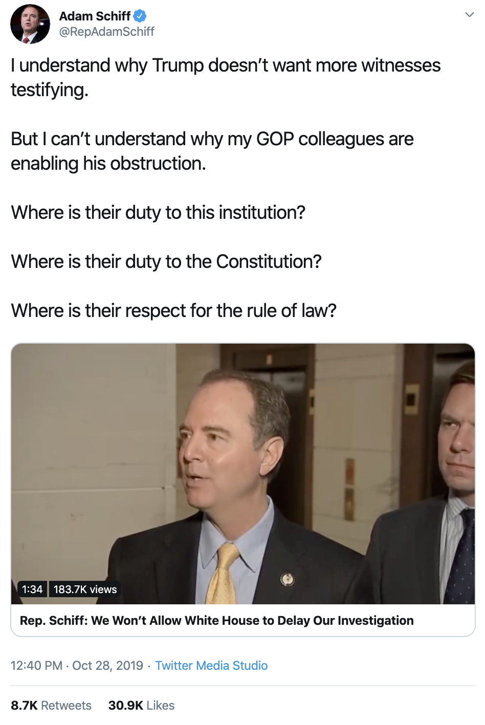 Screen-Shot-2019-10-28-at-2.46.44-PM Schiff Taunts Trump On Twitter As World Series Humiliation Looms Corruption Crime Domestic Policy Donald Trump Election 2016 Election 2020 Featured Impeachment Investigation Mueller National Security Politics Robert Mueller Russia Top Stories 