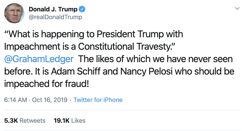 a2007f1d-screen-shot-2019-10-16-at-7.21.25-am Trump Has 5-Tweet Wednesday Morning Meltdown Over Dem Debate Corruption Crime Domestic Policy Donald Trump Economy Election 2016 Election 2020 Featured Foreign Policy Impeachment Investigation Media Military National Security Politics Russia Top Stories 