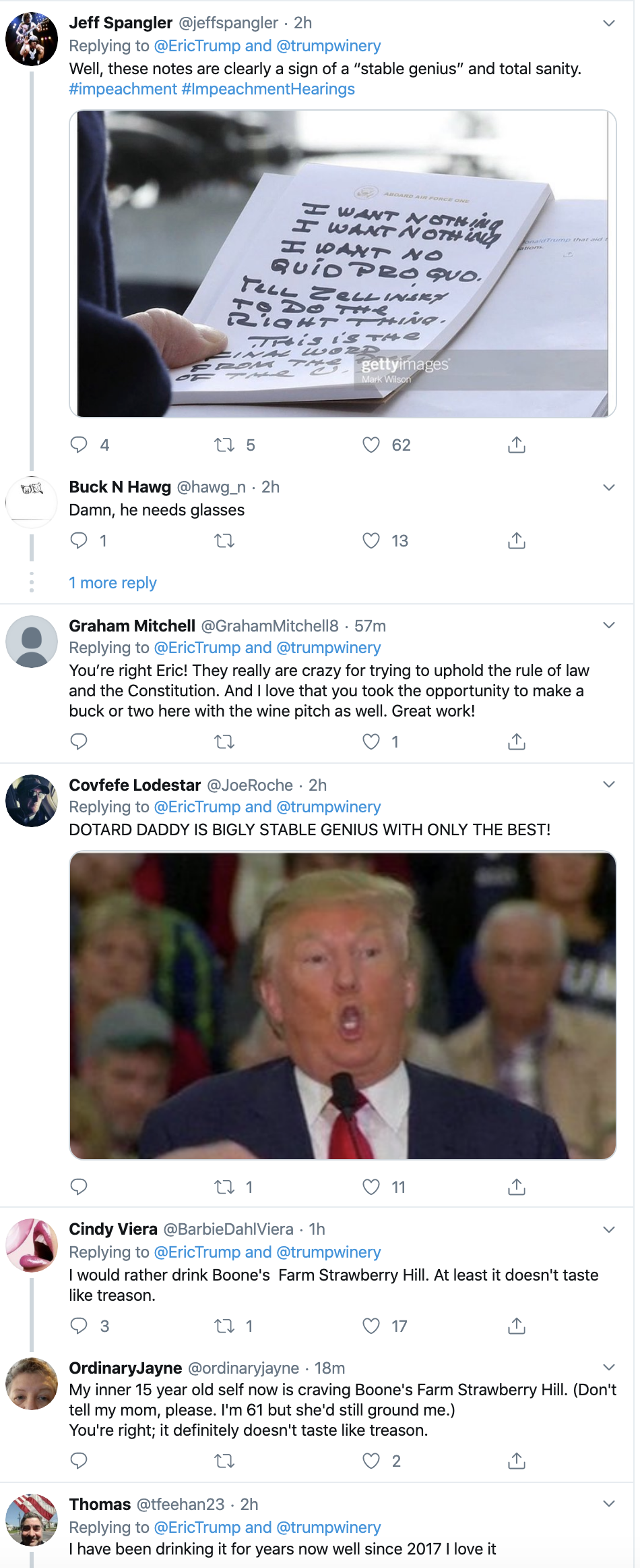 Screen-Shot-2019-11-20-at-3.57.39-PM Eric Trump Tweets During Sondland Testimony & Gets Torn To Shreds Corruption Featured Impeachment Top Stories 