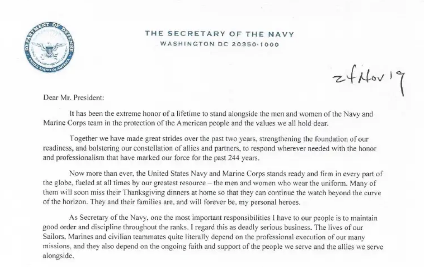 Screen-Shot-2019-11-25-at-9.14.07-AM Navy Secretary Spencer Sends Trump Fiery Resignation Letter Corruption Featured Military Top Stories Veterans 
