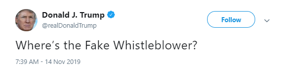 trump-whi Trump Tweets Belligerent New Attack On The Whistleblower Donald Trump Politics Social Media Top Stories 