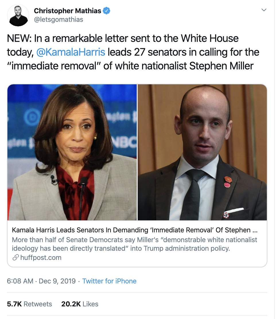 Screen-Shot-2019-12-09-at-11.29.26-AM Two Dozen Senators Call For Trump To Fire White Supremacist Miller Child Abuse Featured Immigration Top Stories White Supremacy 