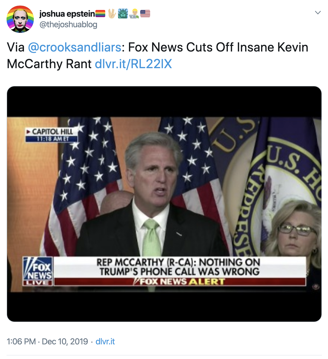 Screen-Shot-2019-12-10-at-1.18.07-PM Fox News Host Pulls The Plug On McCarthy During On-Air Tantrum Corruption Featured History Impeachment Investigation Top Stories 