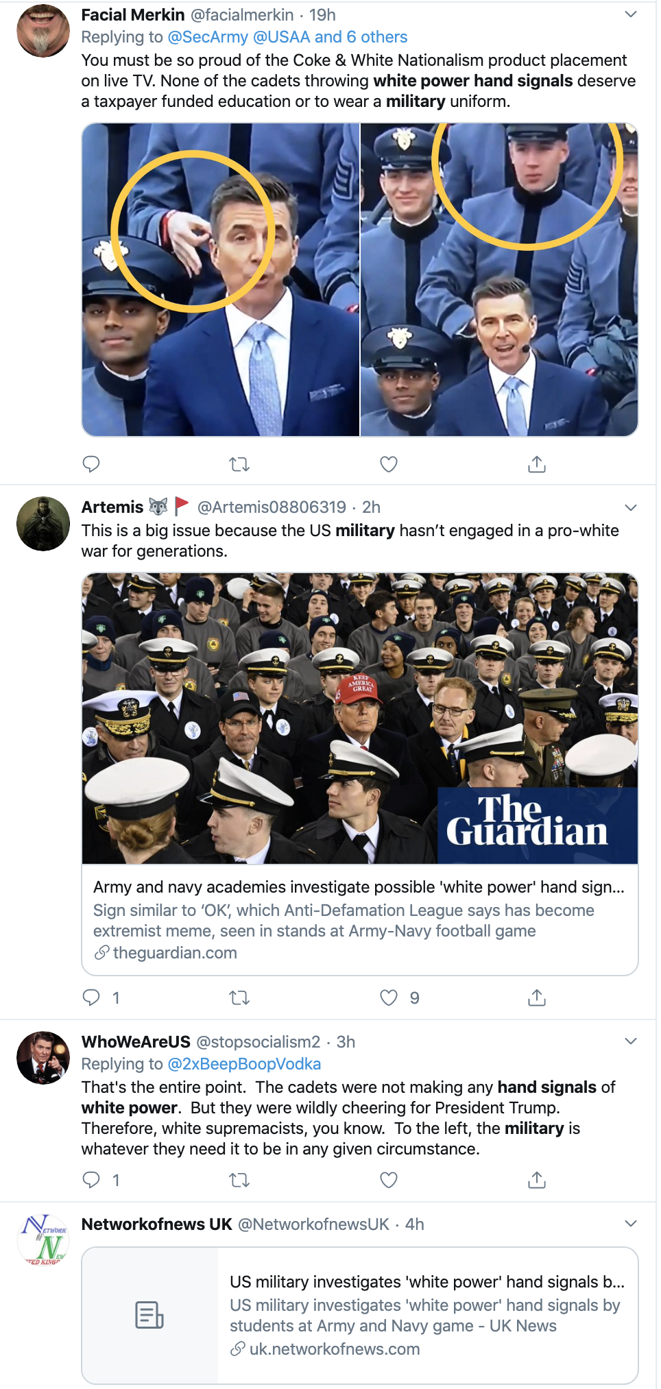 Screen-Shot-2019-12-15-at-12.50.58-PM Racist Hand Signs At Navy Game Trump Attended Being Investigated Featured Military Racism Top Stories 