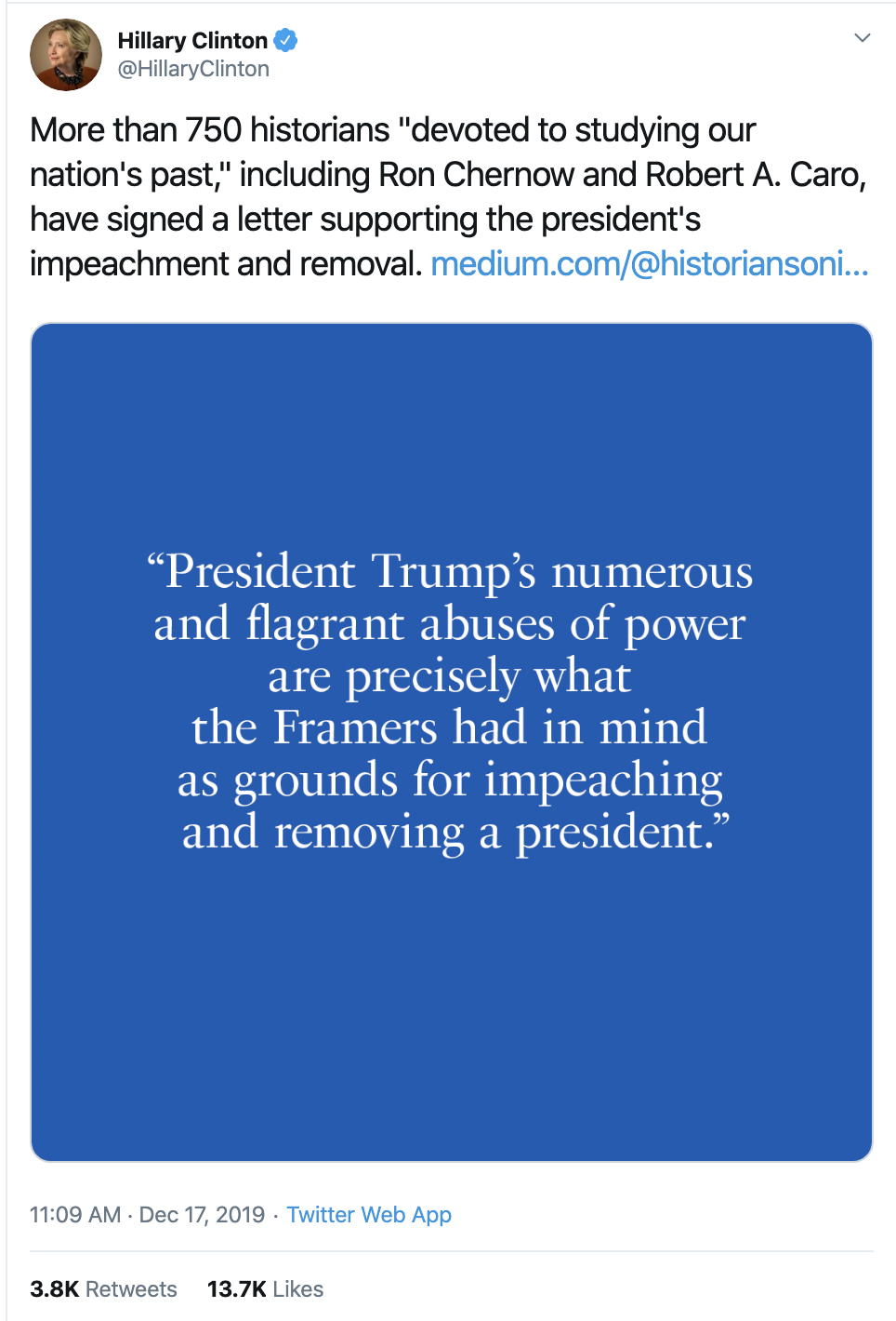 Screen-Shot-2019-12-18-at-8.12.57-AM Hillary Upstages Trump On Impeachment Day With Defiant Twitter Trolling Featured Hillary Clinton Impeachment Social Media Top Stories 