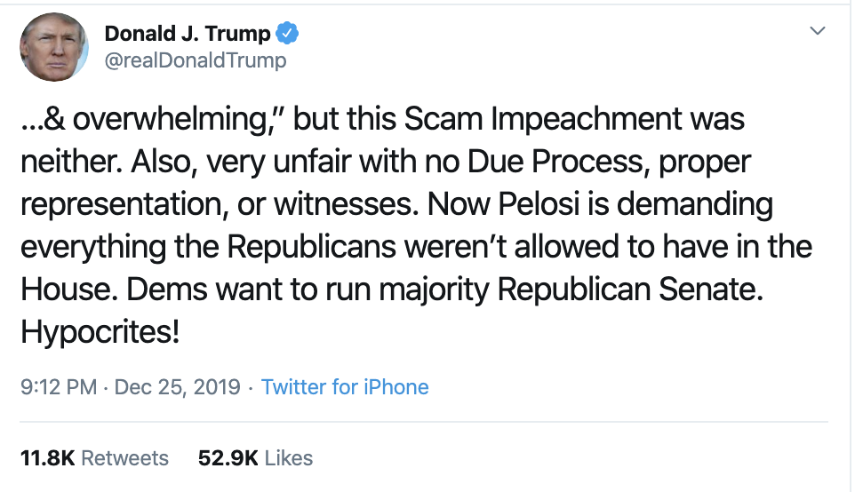 Screen-Shot-2019-12-26-at-7.26.08-AM Trump Tweets Post-Christmas Anger Anthem About Being A Victim Corruption Crime Featured Impeachment Politics Top Stories 