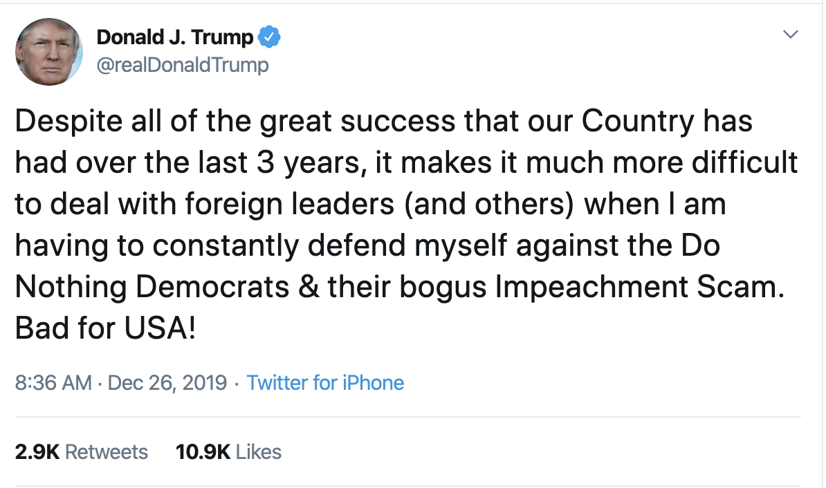 Screen-Shot-2019-12-26-at-8.49.24-AM Trump Goes Full-Stupid On Twitter Thursday Over Nancy Pelosi Domestic Policy Donald Trump Featured Social Media Top Stories Twitter 