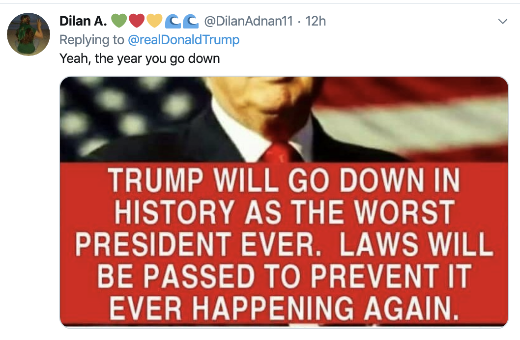 Screen-Shot-2020-01-01-at-8.27.43-AM Trump Tweets Phony New Year's Message & Gets Instantly Roasted Crime Donald Trump Featured Top Stories 
